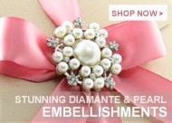 Stunning diamante & pearl brooches for wedding invitations available now