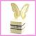 Example of a White Gold Butterfly Chair Bomboniere Box decorated with diamante buckle and satin ribbon (sold separately).