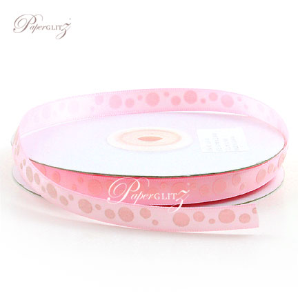 10mm Satin with Raised Dots - 25Mtr Roll - Baby Pink