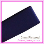 Double Sided Satin Ribbon 15mm - Navy - 25Mtr Roll