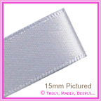 Double Sided Satin Ribbon 15mm - Silver - 25Mtr Roll