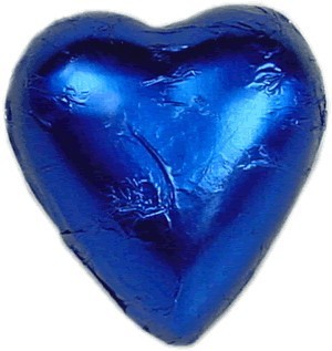 Foil Wrapped Chocolate Hearts - Blue - Each