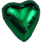 Foil Wrapped Chocolate Hearts - Green - Each