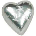 Foil Wrapped Chocolate Hearts - Silver - Each