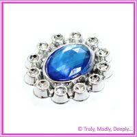 Faux Brooch - Blue Diamante Plastic Silver Casing