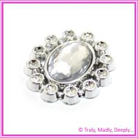Faux Brooch - Clear Diamante Plastic Silver Casing