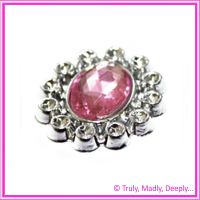 Faux Brooch - Pink Diamante Plastic Silver Casing