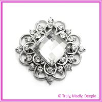 Diamante Brooch - Victorian Square Clear