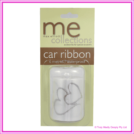 Wedding Car Ribbon 6Mtr - Hearts Silver
