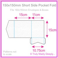 150mm Square Short Side Pocket Fold - Cottonesse Bright White 360gsm