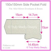 150mm Square Side Pocket Fold - Crystal Perle Metallic Antique Silver