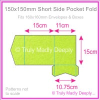 150mm Square Short Side Pocket Fold - Crystal Perle Metallic Apple Green