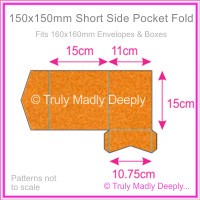 150mm Square Short Side Pocket Fold - Crystal Perle Metallic Copper
