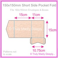 150mm Square Short Side Pocket Fold - Crystal Perle Metallic Pastel Pink