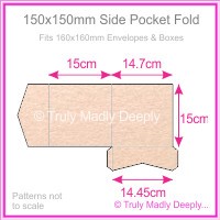 150mm Square Side Pocket Fold - Crystal Perle Metallic Pastel Pink