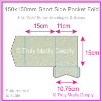 150mm Square Short Side Pocket Fold - Crystal Perle Metallic Steele