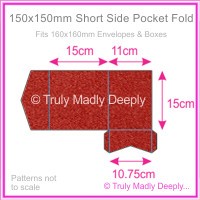 150mm Square Short Side Pocket Fold - Curious Metallics Red Lacquer