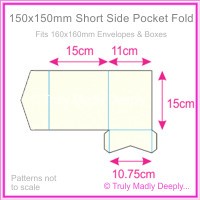 150mm Square Short Side Pocket Fold - Metallic Pearl Bridal White