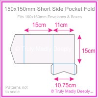 150mm Square Short Side Pocket Fold - Semi Gloss White 315gsm