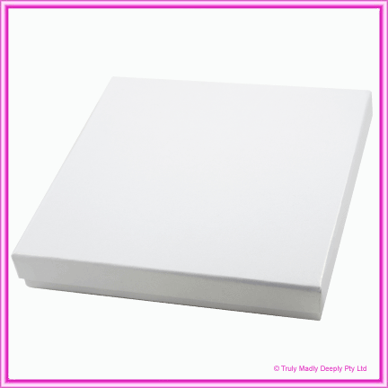 Square Invitation Box - Metallic White 160x160x22 (Rigid)