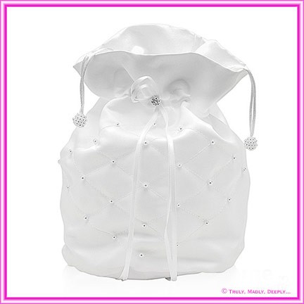 Wedding Bridal Bag - White Pearl Cross Stitched
