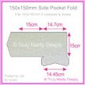 150mm Square Side Pocket Fold - Metallic Pearl Silver