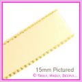 Double Sided Satin Ribbon 10mm - Cream with Gold Edge - 25Mtr Roll