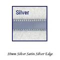 Double Sided Satin Ribbon 10mm - Silver with Silver Edge - 23Mtr Roll