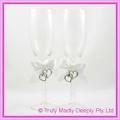 Wedding Toasting Glasses - Silver Hearts