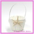 Wedding Flower Basket - Ivory with Starfish & Shell