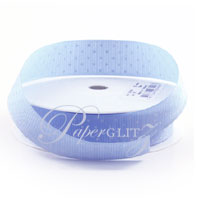 22mm Gros Grain with White Polka Dots - 20Mtr Roll - Baby Blue