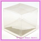 Bomboniere Box Clear Cube 100x100x100mm with Silver Base