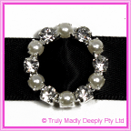 Diamante & Pearl Buckle - Round (15mm Ribbon)