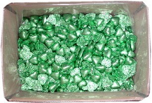 Foil Wrapped Chocolate Hearts - Lime Green - 5kg (approx 620)