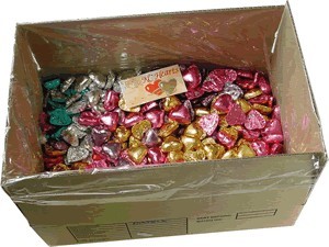 Foil Wrapped Chocolate Hearts - Mixed Pastels - 5kg (approx 620)