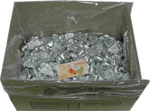 Foil Wrapped Chocolate Hearts - Silver - 5kg (approx 620)
