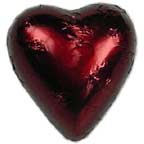 Foil Wrapped Chocolate Hearts - Burgundy - Each