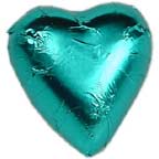 Foil Wrapped Chocolate Hearts - Light Blue / Turquoise - Each