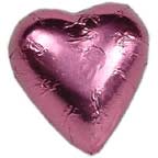 Foil Wrapped Chocolate Hearts - Pink - Each