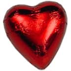 Foil Wrapped Chocolate Hearts - Red - Each
