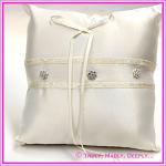 Wedding Ring Cushion - Flower Diamante Ivory