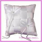 Wedding Ring Cushion Small - White Satin Weave 13 x 13cm