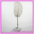 Wedding Feather Pen - Diamante Clasp Ivory