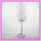 Wedding Feather Pen - Diamante Clasp White