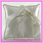 Wedding Ring Cushion - Large Ivory Rectangle Buckle and Bow