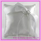 Wedding Ring Cushion - Large White Rectangle Buckle and Bow