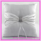 Wedding Ring Cushion - Diamante Clasp White