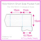 150mm Square Short Side Pocket Fold - Cottonesse Bright White 250gsm