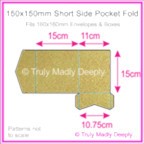 150mm Square Short Side Pocket Fold - Crystal Perle Metallic Antique Gold