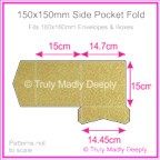 150mm Square Side Pocket Fold - Crystal Perle Metallic Antique Gold